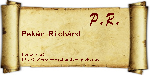 Pekár Richárd névjegykártya